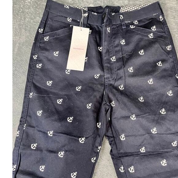 Facebackface Women's Capri Pants Navy Blue Anchor Print Nautical Cropped NWT XS - Picture 4 of 10